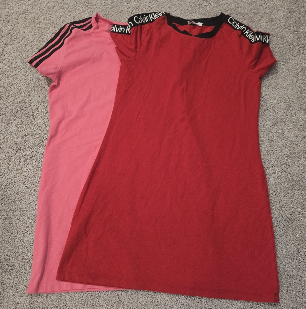 Calvin Klein Red and Pink Casual Dresses Size Large Medium